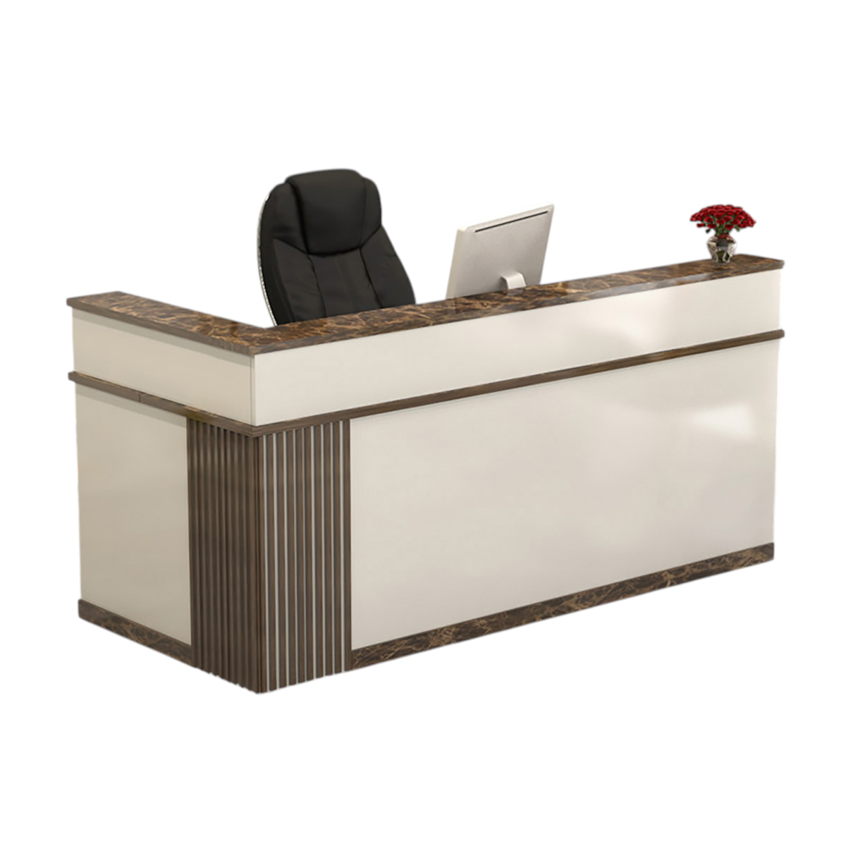 Modern L-Shaped Reception Desk with Storage for Retail, Salon & Café Reception Counter