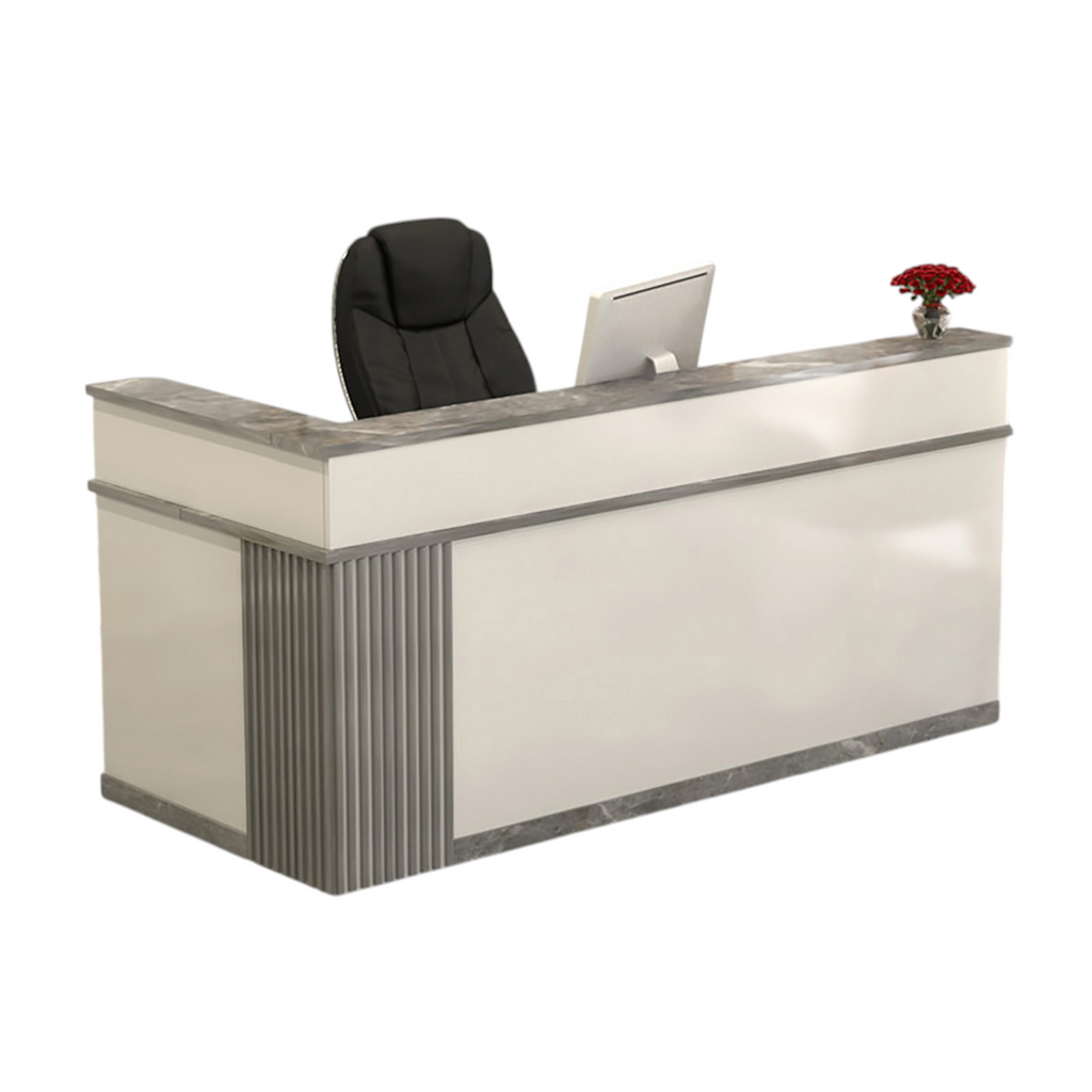 Modern L-Shaped Reception Desk with Storage for Retail, Salon & Café Reception Counter