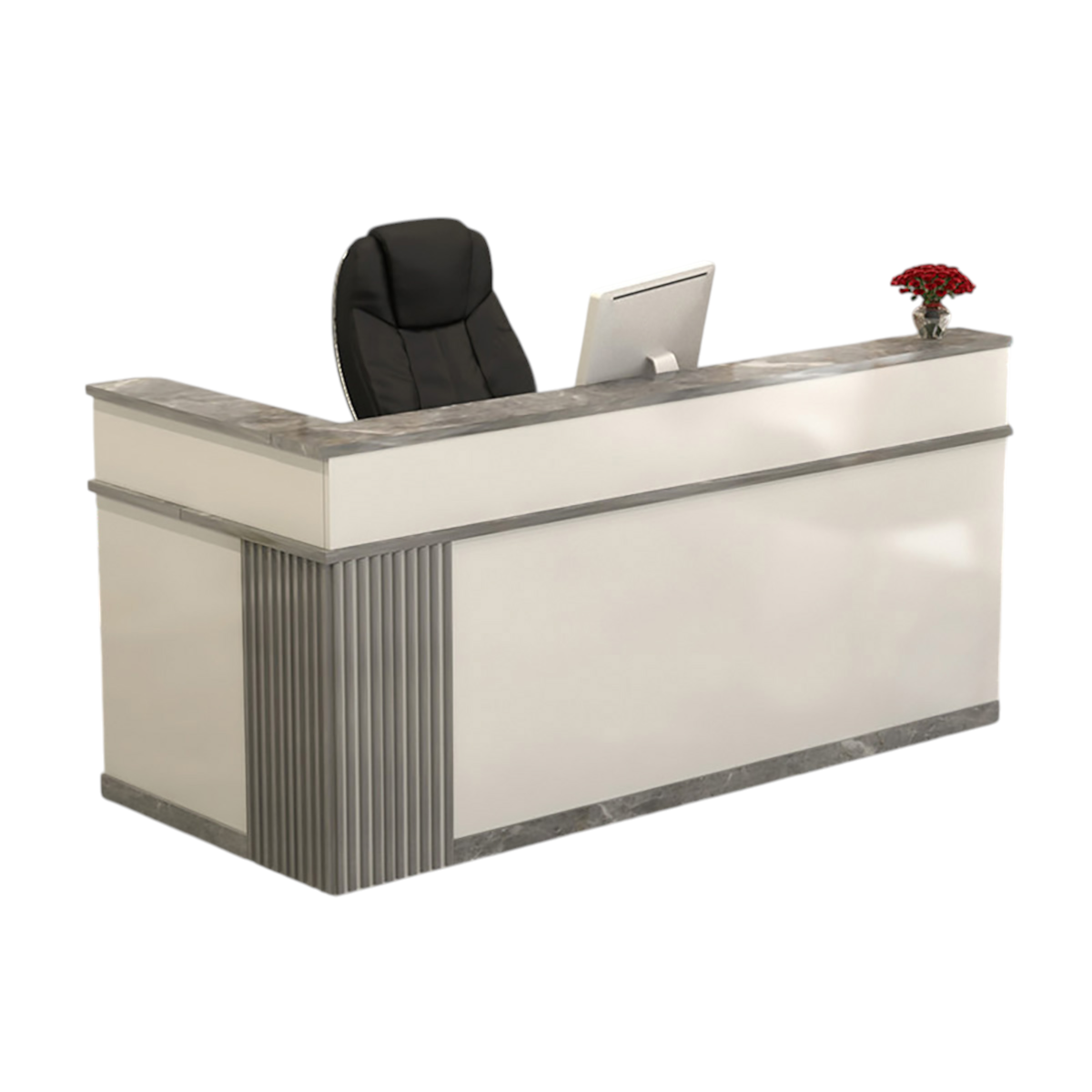 Modern L-Shaped Reception Desk with Storage for Retail, Salon & Café Reception Counter