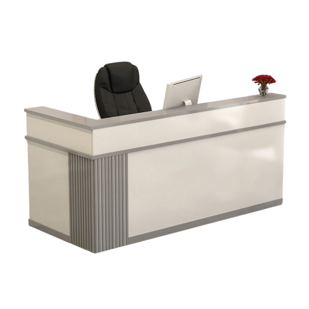 Modern L-Shaped Reception Desk with Storage for Retail, Salon & Café Reception Counter