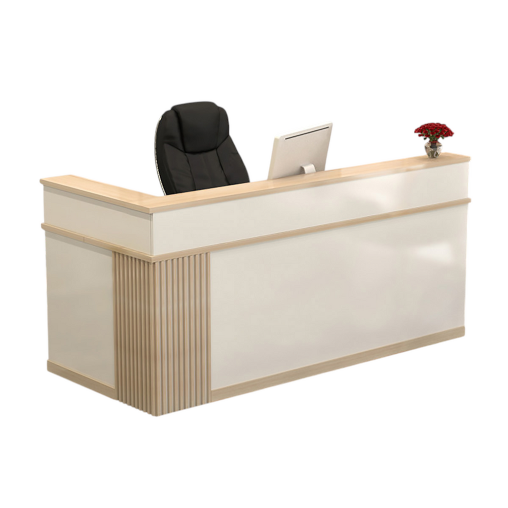 Modern L-Shaped Reception Desk with Storage for Retail, Salon & Café Reception Counter