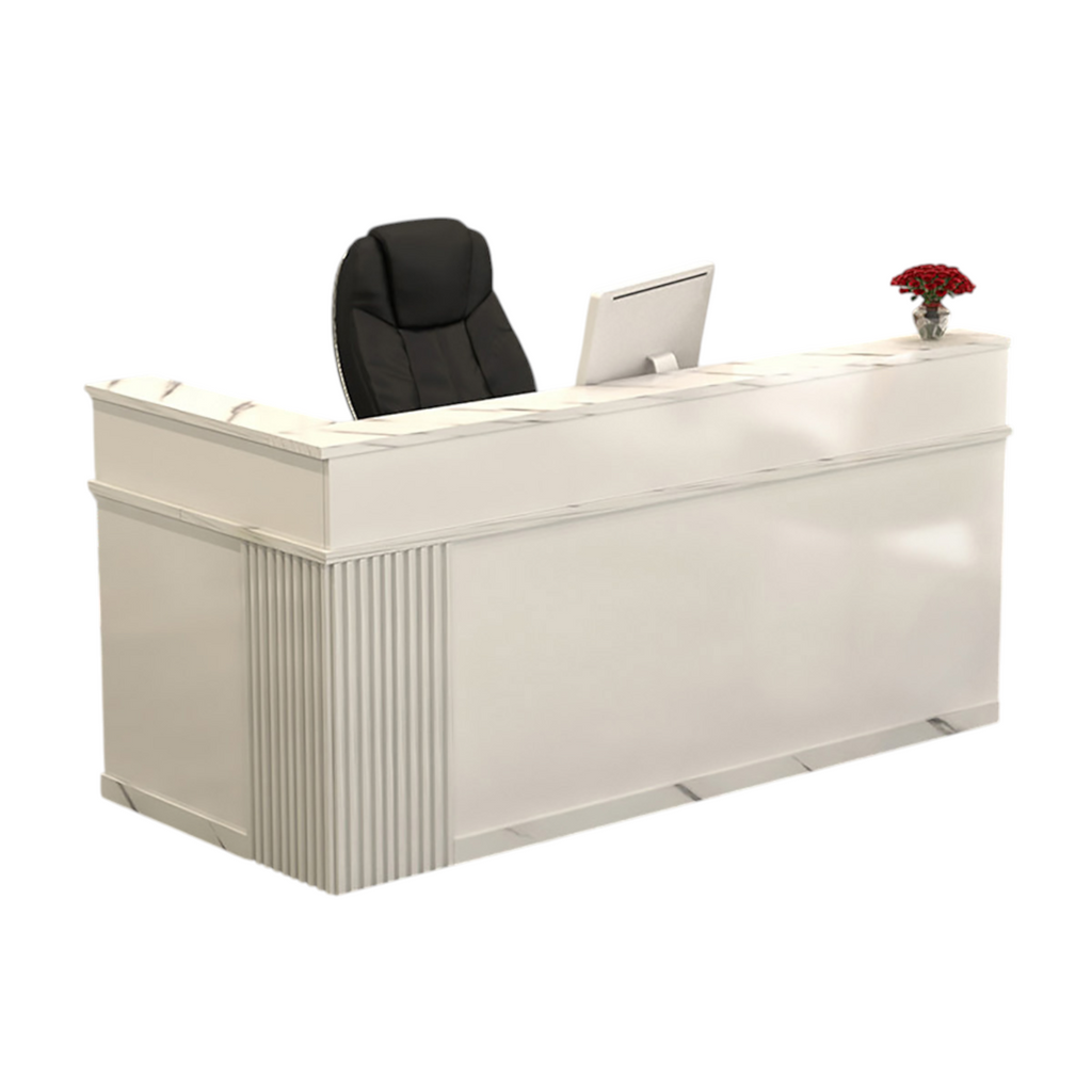 Modern L-Shaped Reception Desk with Storage for Retail, Salon & Café Reception Counter