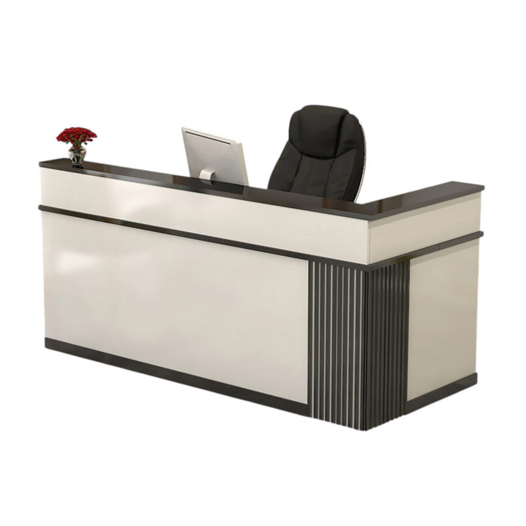 Modern L-Shaped Reception Desk with Storage for Retail, Salon & Café Reception Counter