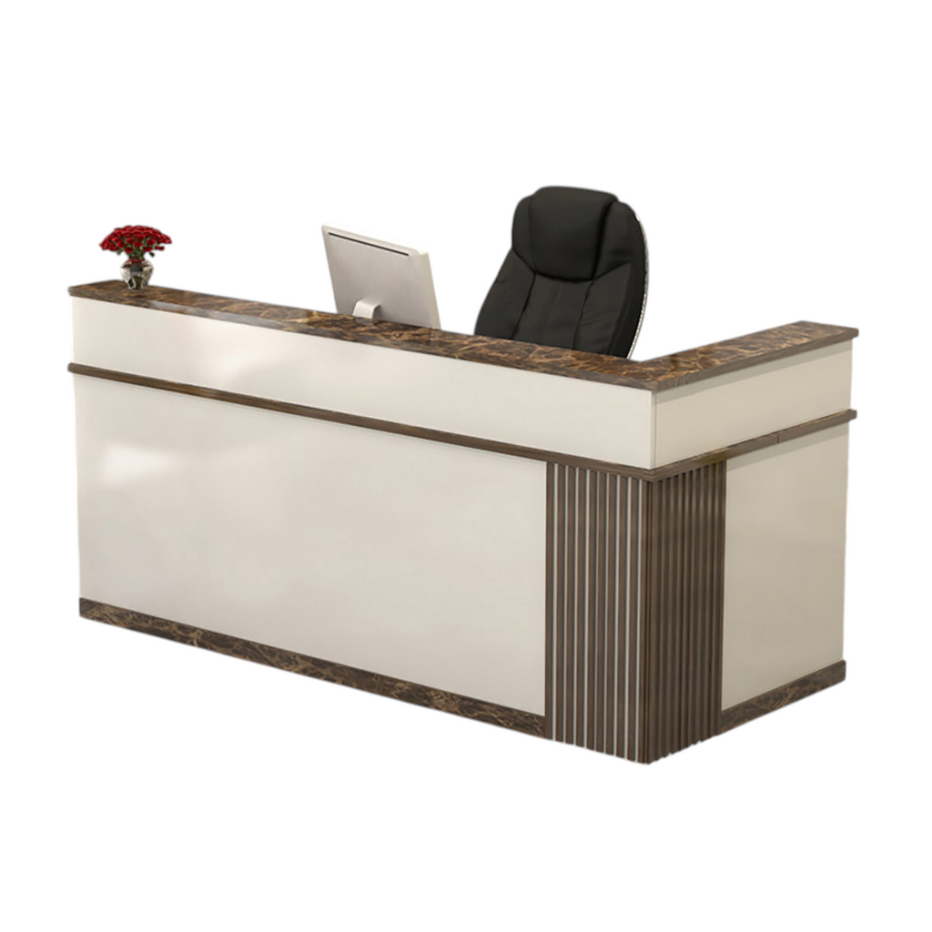 Modern L-Shaped Reception Desk with Storage for Retail, Salon & Café Reception Counter