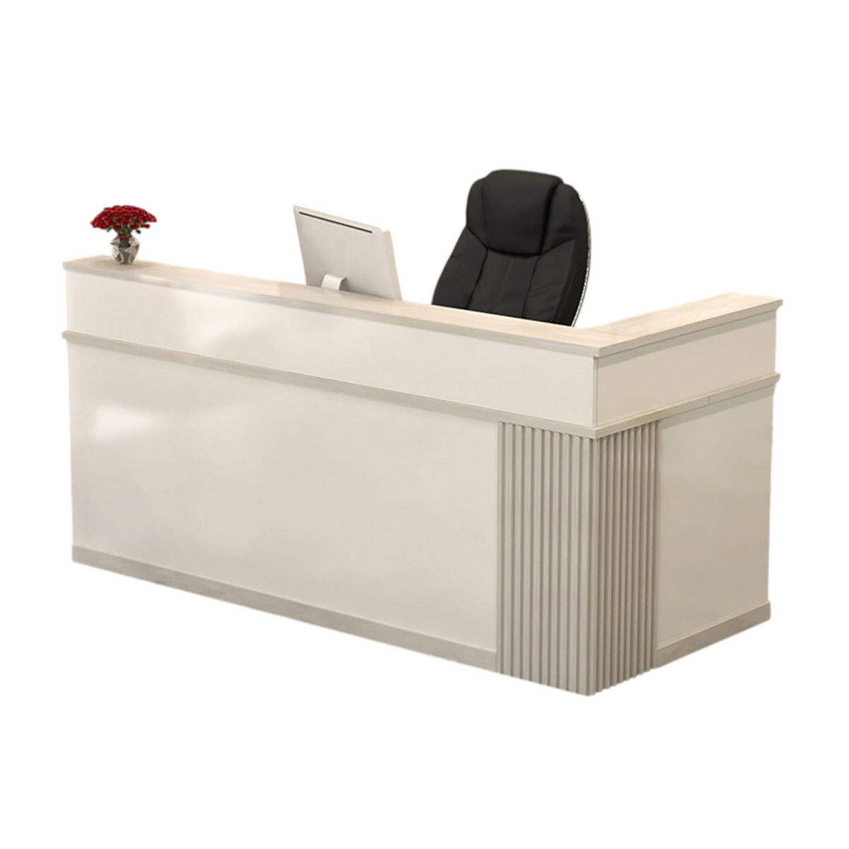 Modern L-Shaped Reception Desk with Storage for Retail, Salon & Café Reception Counter