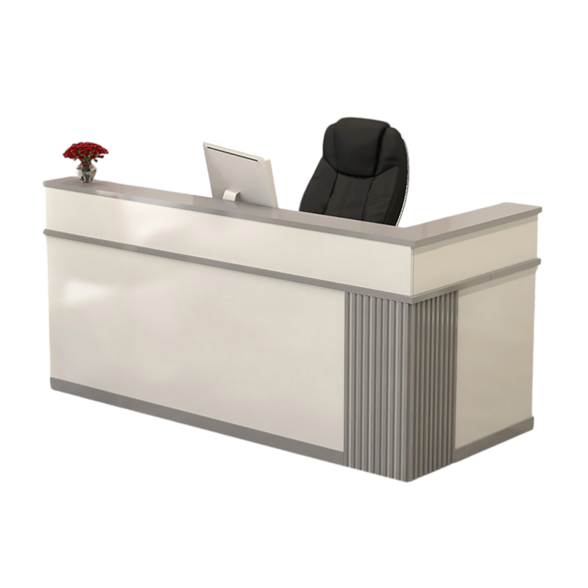 Modern L-Shaped Reception Desk with Storage for Retail, Salon & Café Reception Counter