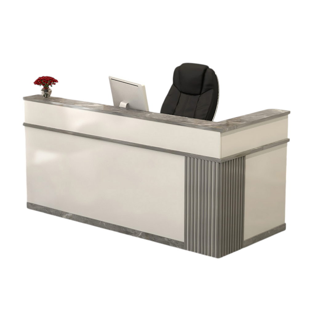 Modern L-Shaped Reception Desk with Storage for Retail, Salon & Café Reception Counter