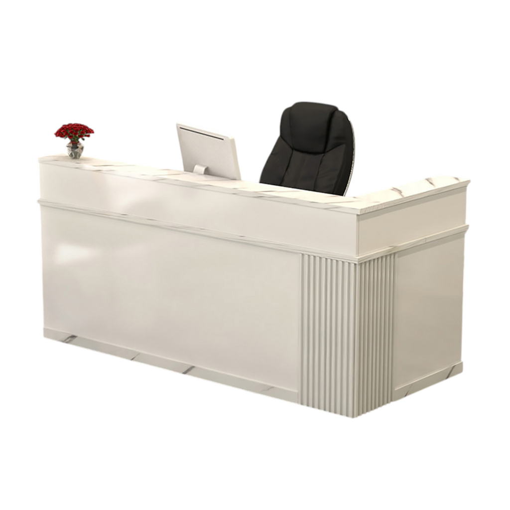 Modern L-Shaped Reception Desk with Storage for Retail, Salon & Café Reception Counter