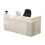 Modern L-Shaped Reception Desk with Storage for Retail, Salon & Café Reception Counter