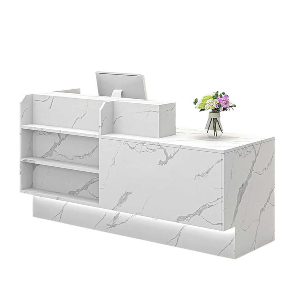 Modern Reception Counter Display Shelf with Storage for Gym, Retail & Convenience Stores