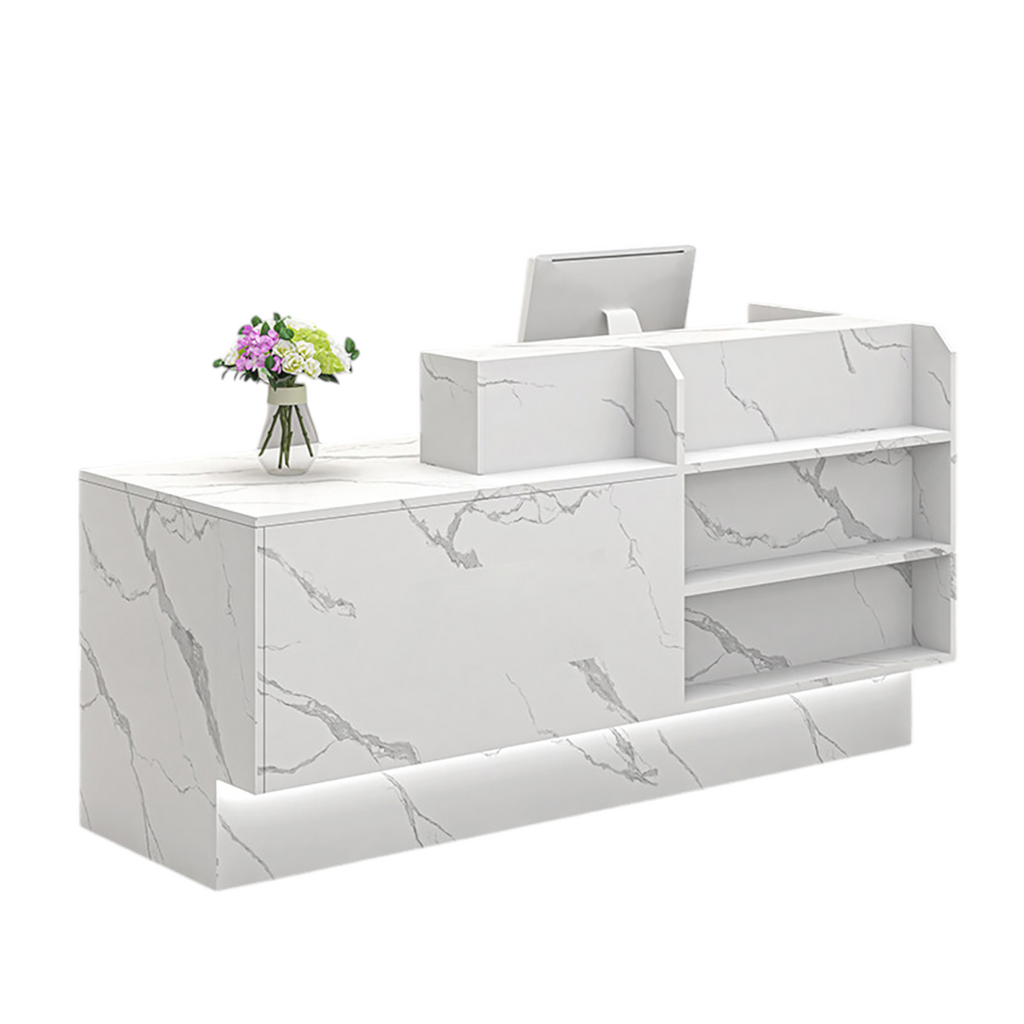 Modern Reception Counter Display Shelf with Storage for Gym, Retail & Convenience Stores