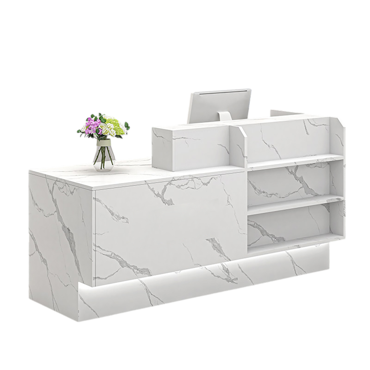 Modern Reception Counter Display Shelf with Storage for Gym, Retail & Convenience Stores