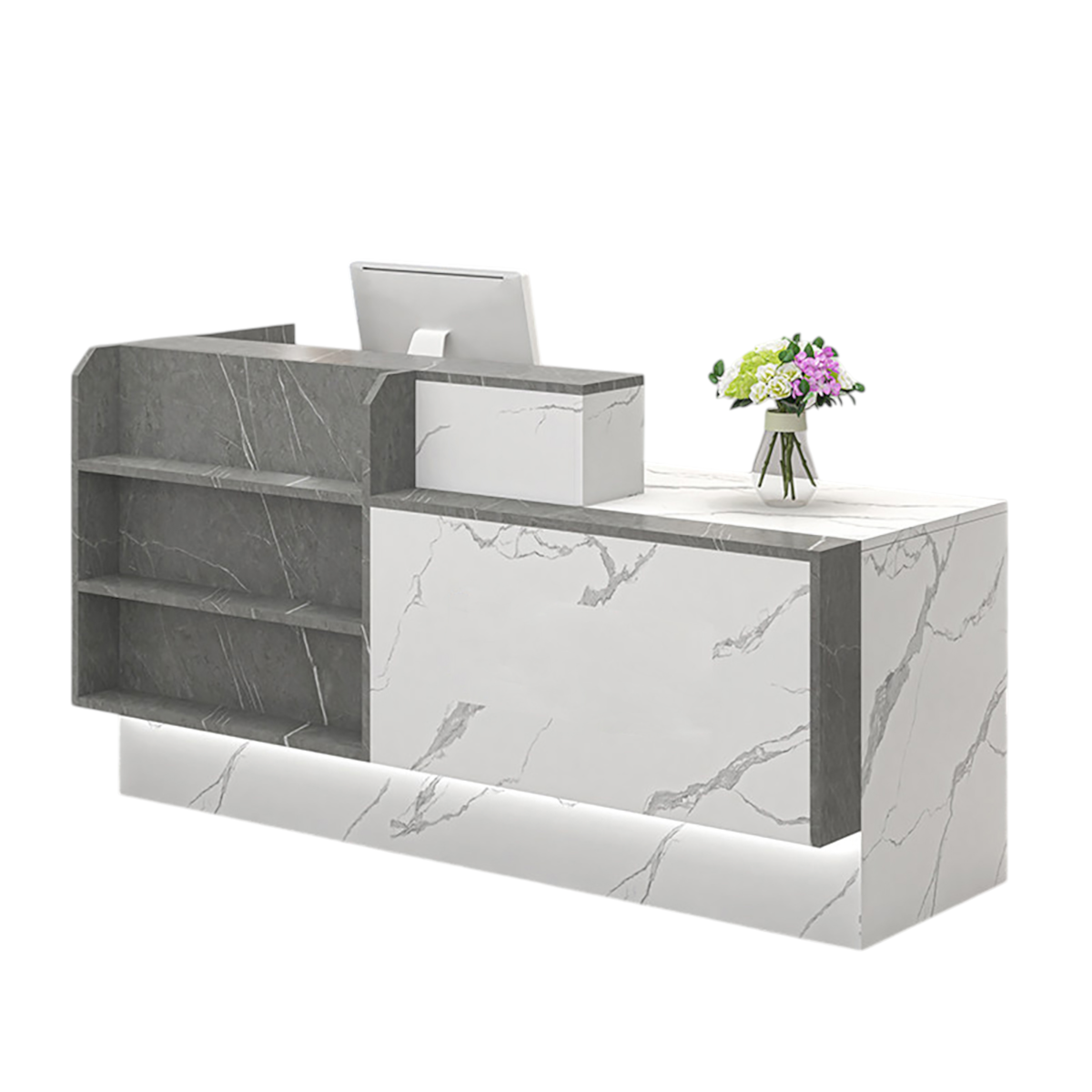Modern Reception Counter Display Shelf with Storage for Gym, Retail & Convenience Stores