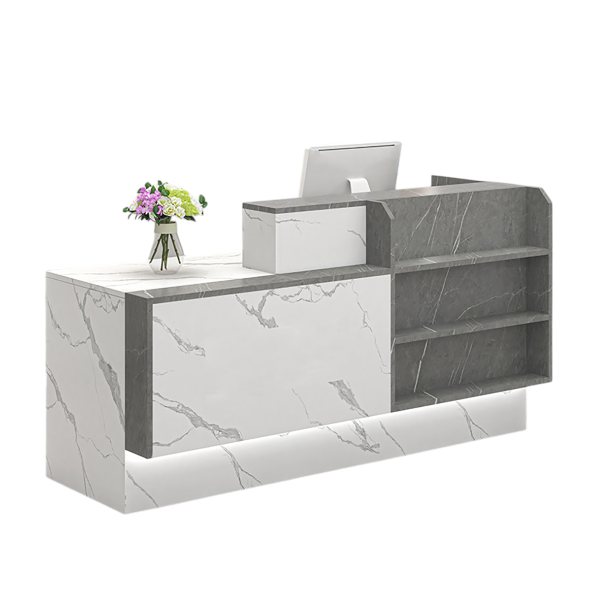 Modern Reception Counter Display Shelf with Storage for Gym, Retail & Convenience Stores