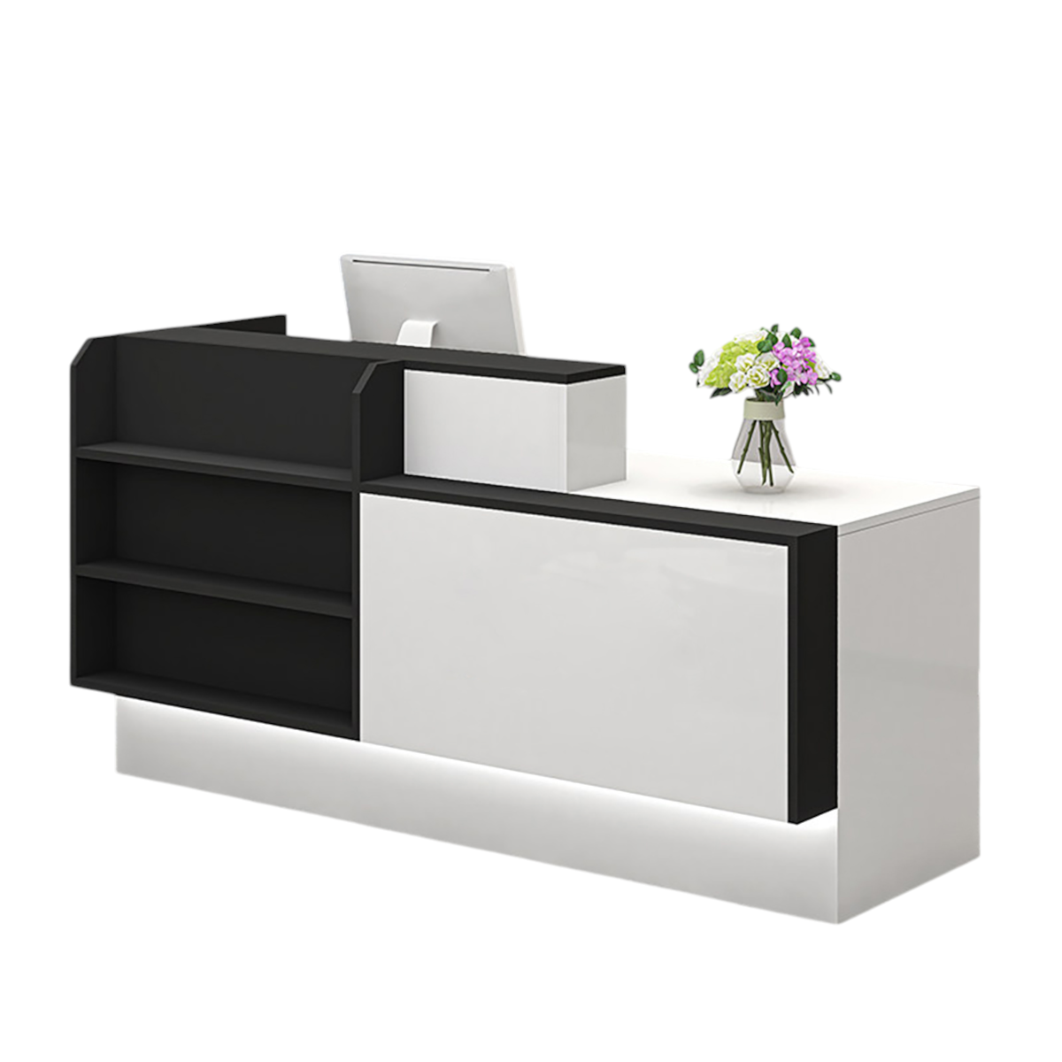 Modern Reception Counter Display Shelf with Storage for Gym, Retail & Convenience Stores