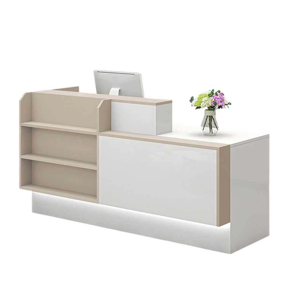 Modern Reception Counter Display Shelf with Storage for Gym, Retail & Convenience Stores