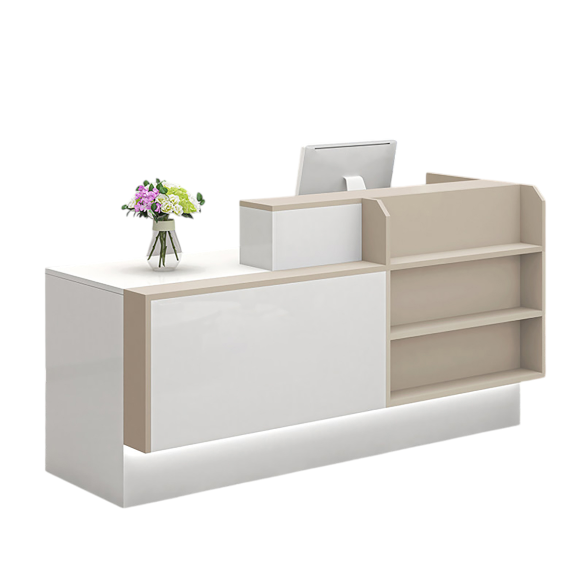 Modern Reception Counter Display Shelf with Storage for Gym, Retail & Convenience Stores