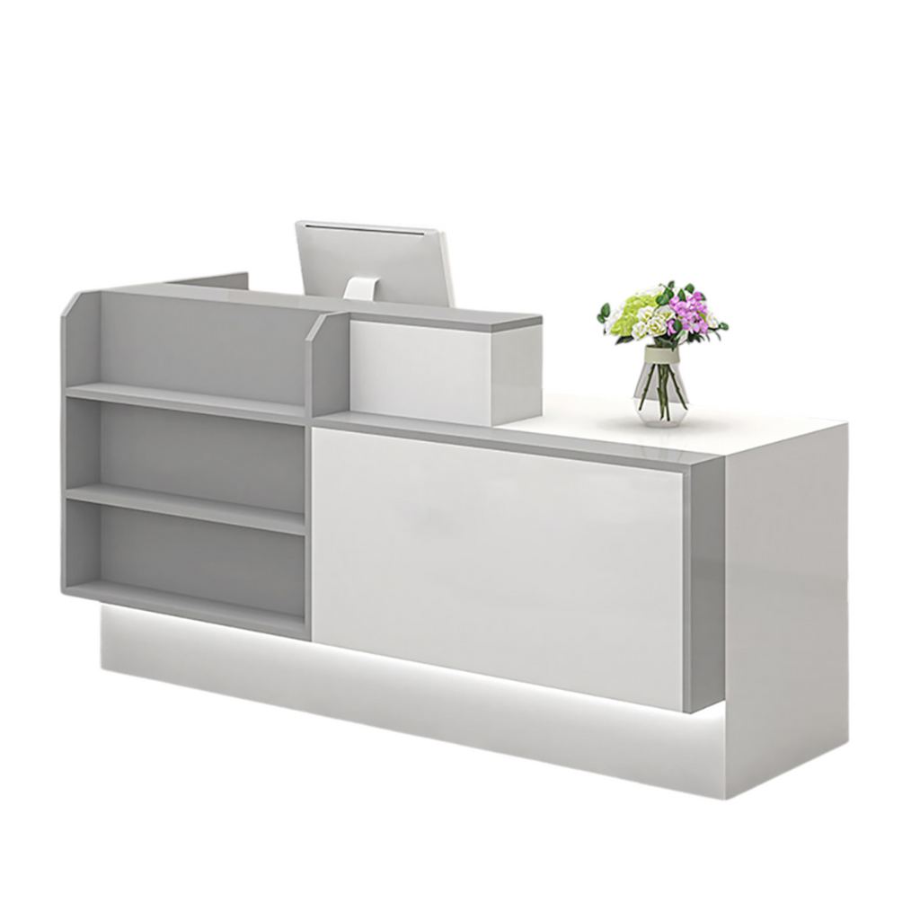 Modern Reception Counter Display Shelf with Storage for Gym, Retail & Convenience Stores
