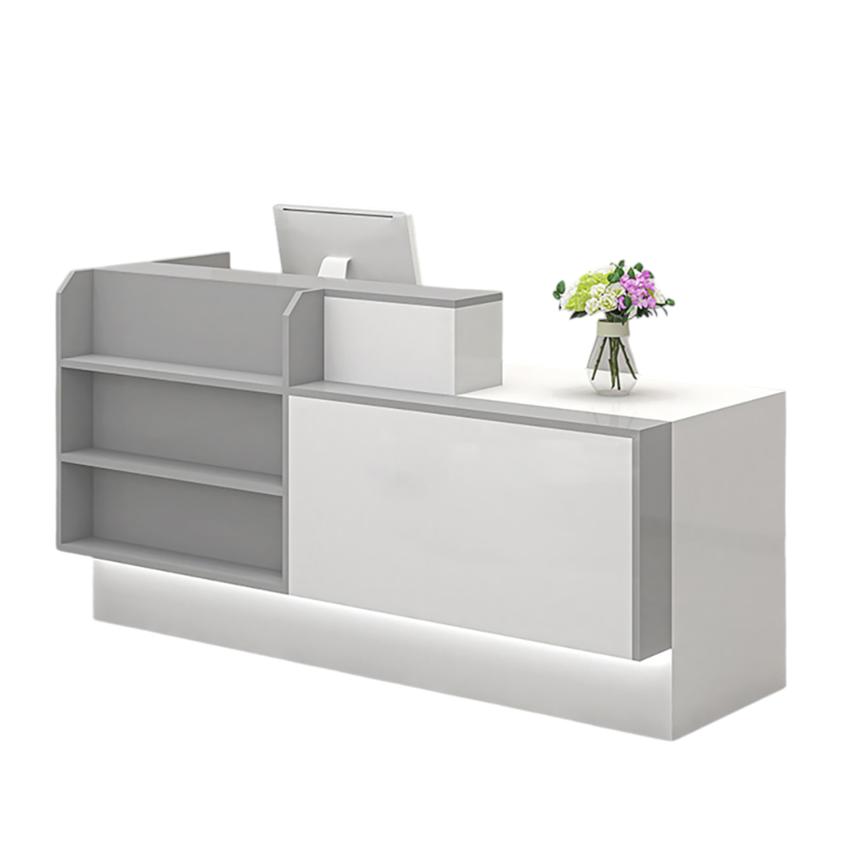 Modern Reception Counter Display Shelf with Storage for Gym, Retail & Convenience Stores