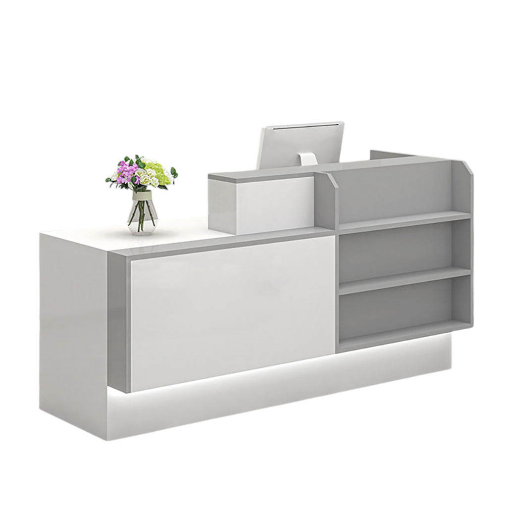 Modern Reception Counter Display Shelf with Storage for Gym, Retail & Convenience Stores