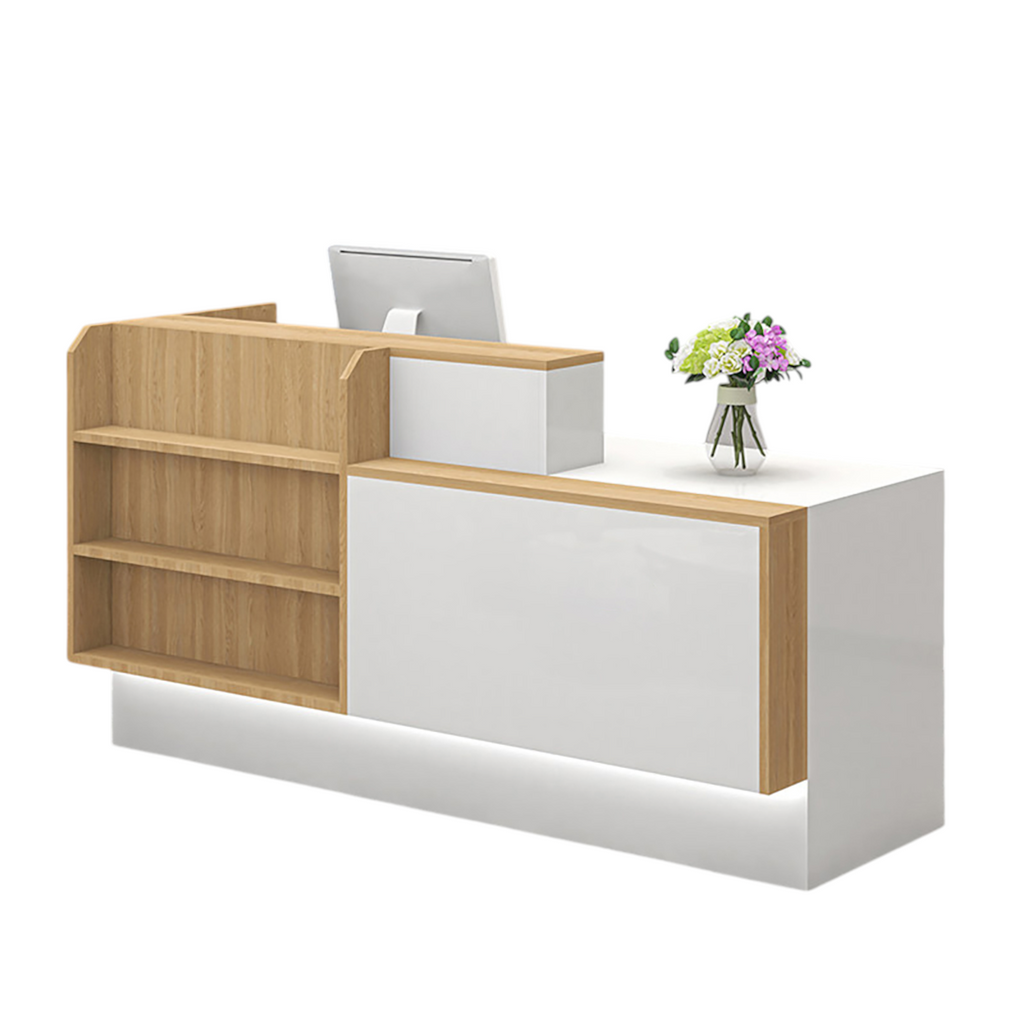 Modern Reception Counter Display Shelf with Storage for Gym, Retail & Convenience Stores