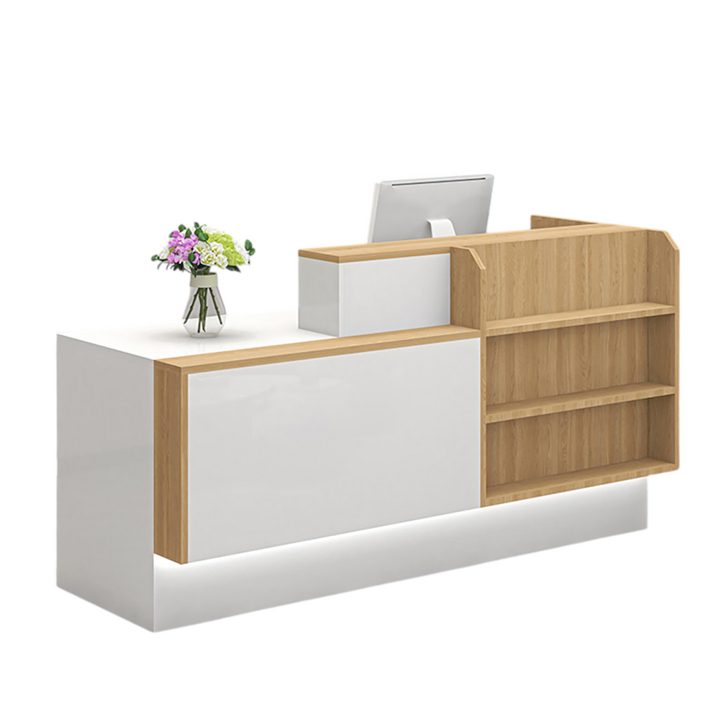 Modern Reception Counter Display Shelf with Storage for Gym, Retail & Convenience Stores