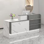 Modern Reception Counter Display Shelf with Storage for Gym, Retail & Convenience Stores
