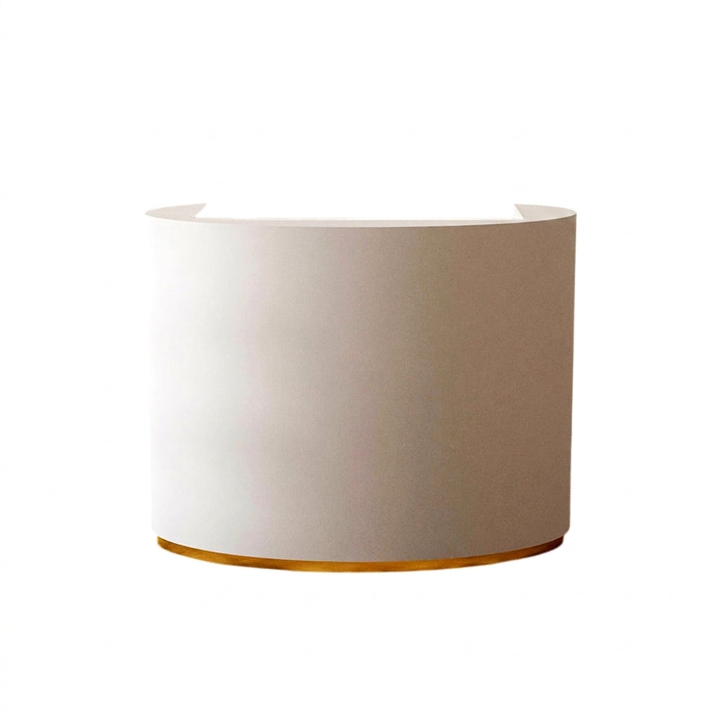Minimalist Curved Reception Desk with Lacquer Finish for Retail, Showroom & Office