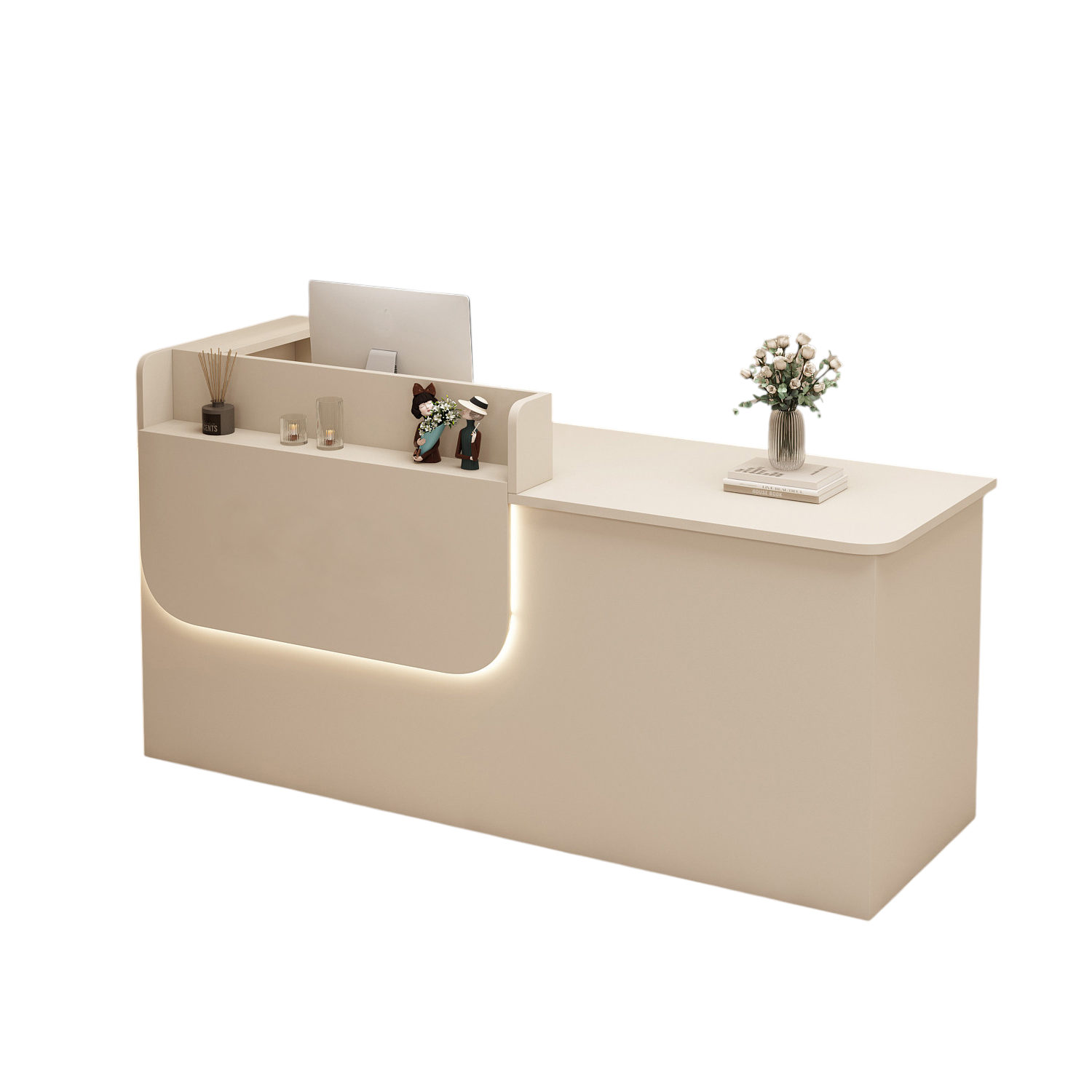 Premium Reception Counter with Display Shelves and LED Lighting for Retail & Office