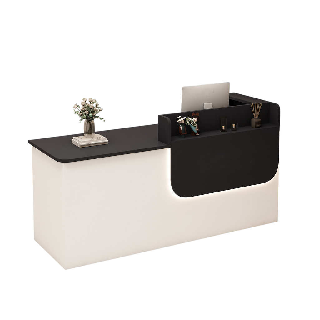 Premium Reception Counter with Display Shelves and LED Lighting for Retail & Office