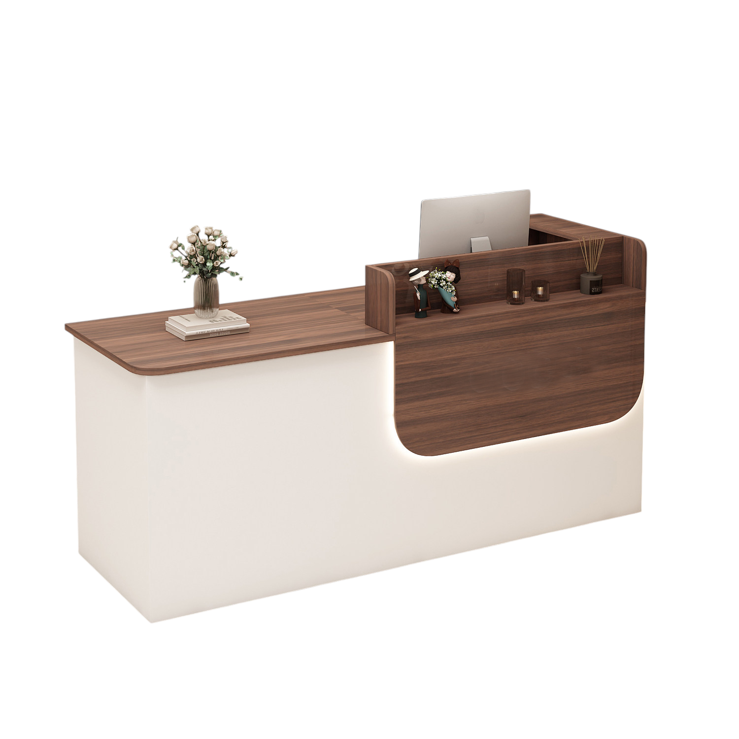 Premium Reception Counter with Display Shelves and LED Lighting for Retail & Office