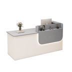 Premium Reception Counter with Display Shelves and LED Lighting for Retail & Office