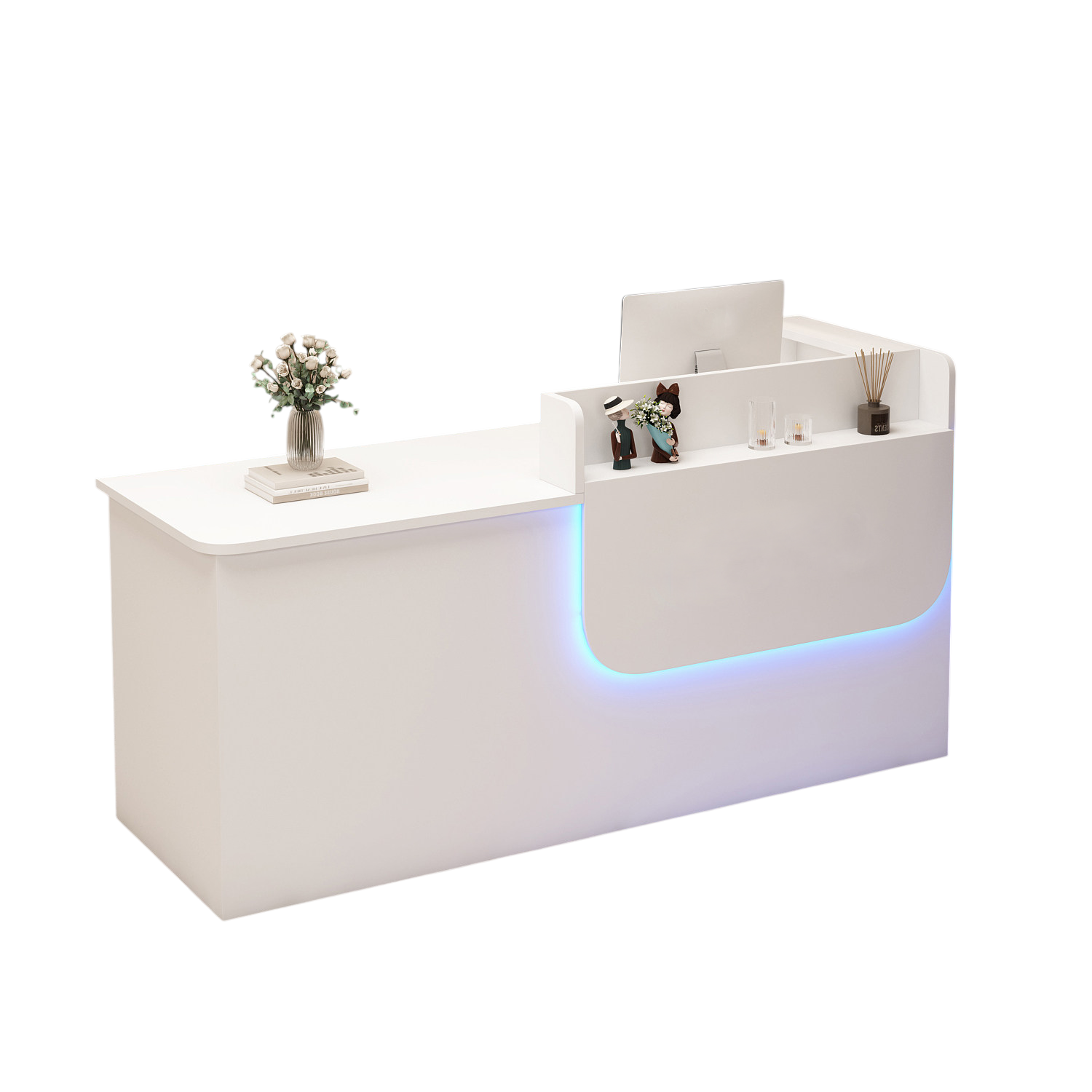 Premium Reception Counter with Display Shelves and LED Lighting for Retail & Office