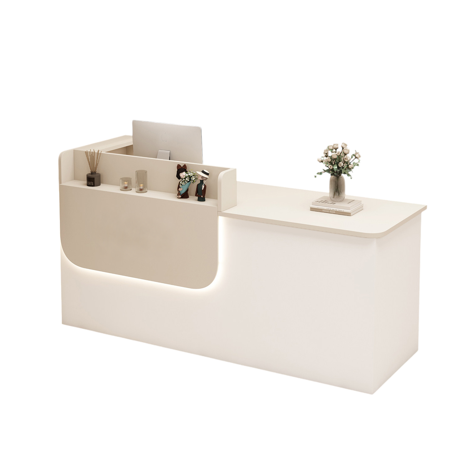 Premium Reception Counter with Display Shelves and LED Lighting for Retail & Office