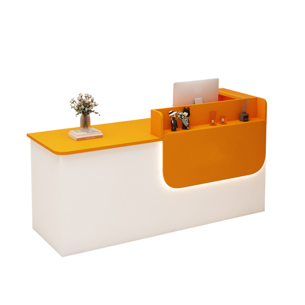 Premium Reception Counter with Display Shelves and LED Lighting for Retail & Office