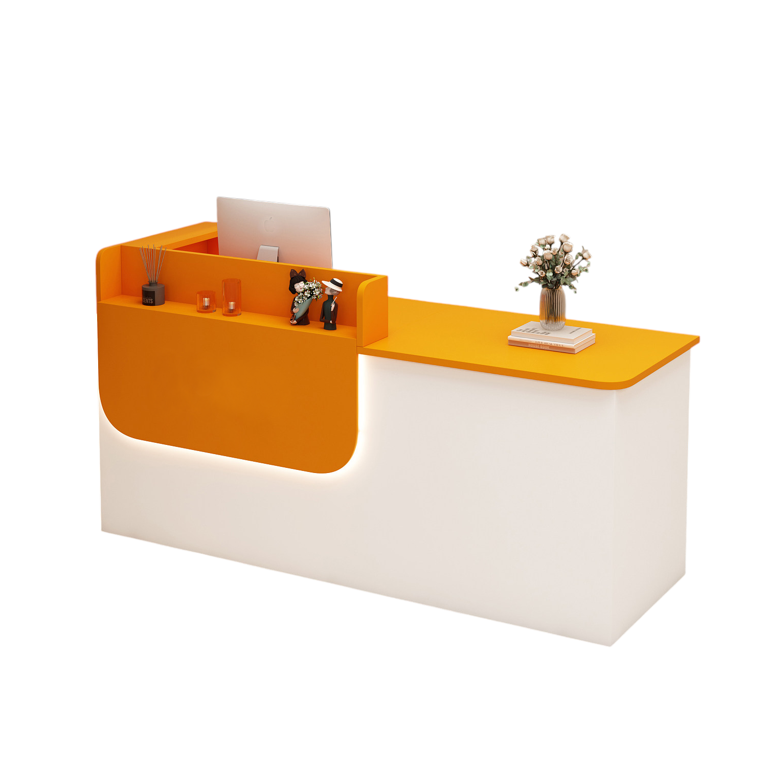 Premium Reception Counter with Display Shelves and LED Lighting for Retail & Office