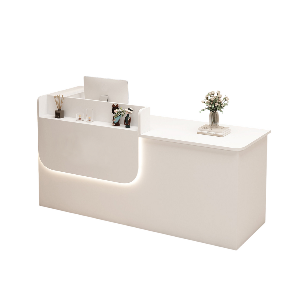 Premium Reception Counter with Display Shelves and LED Lighting for Retail & Office