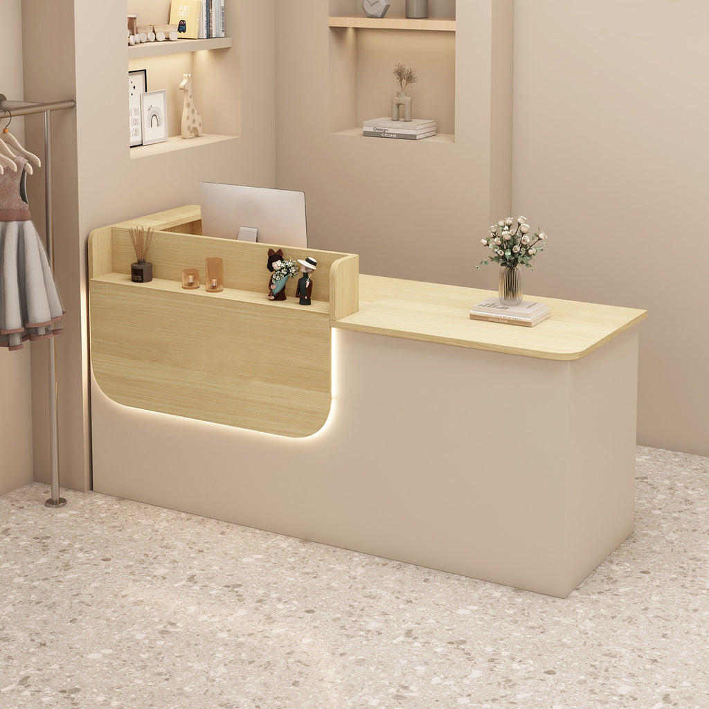 Premium Reception Counter with Display Shelves and LED Lighting for Retail & Office