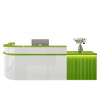 Modern L-Shaped Slatted Reception Desk with Lacquer Finish for Salon & Retail | ArvionFurn