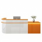 Modern L-Shaped Slatted Reception Desk with Lacquer Finish for Salon & Retail | ArvionFurn