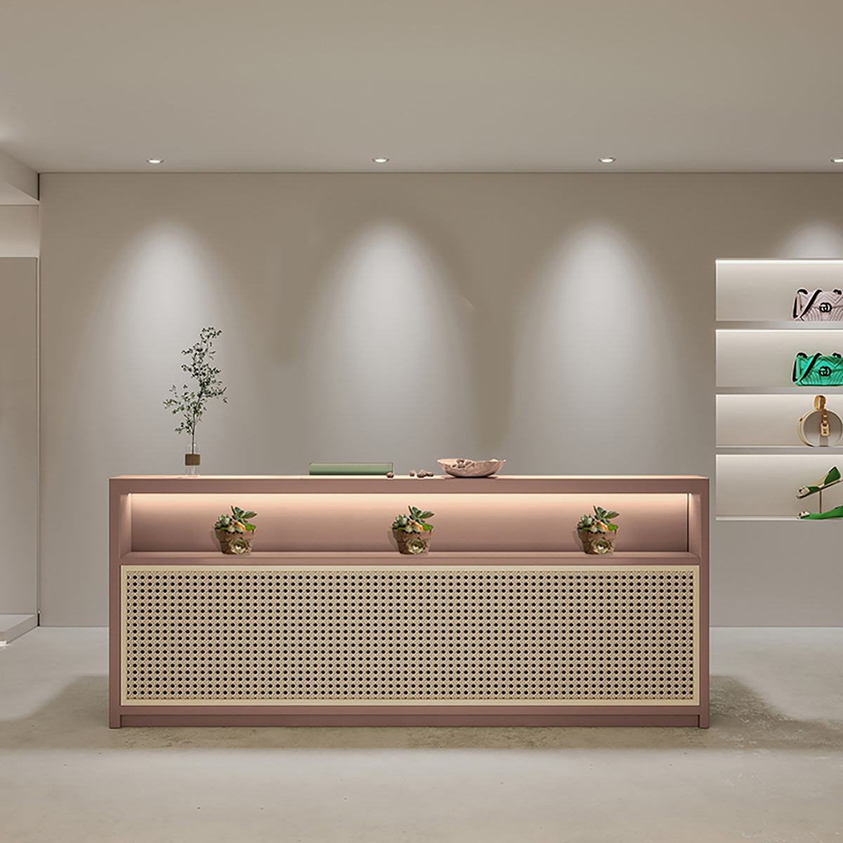 Wabi Sabi Style Reception Desk Counter for Boutique, Salon and Guesthouse