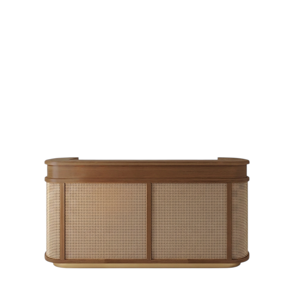 Natural Woven Reception Desk Counter for Boutique, Salon and Retail Store | ArvionFurn