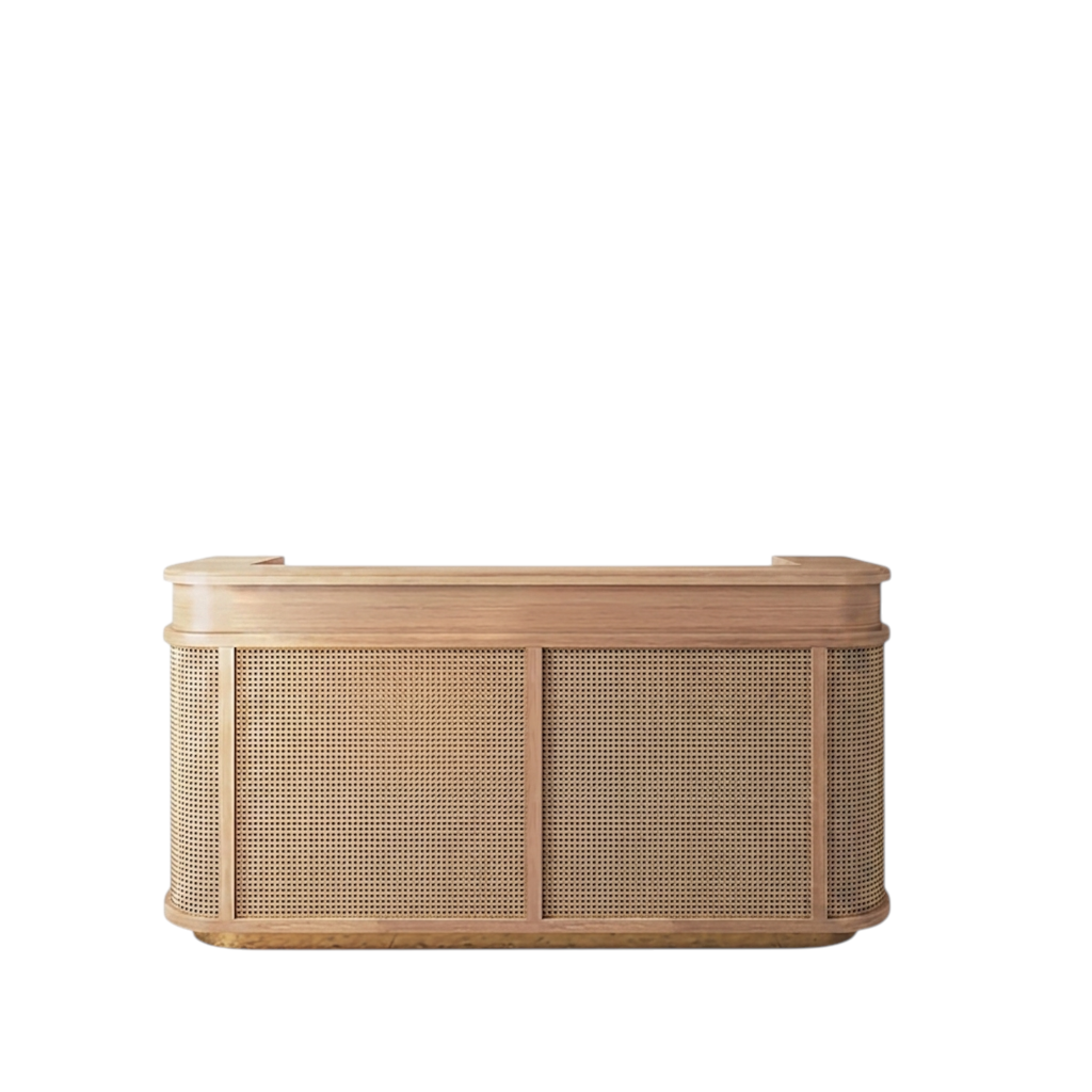 Natural Woven Reception Desk Counter for Boutique, Salon and Retail Store | ArvionFurn