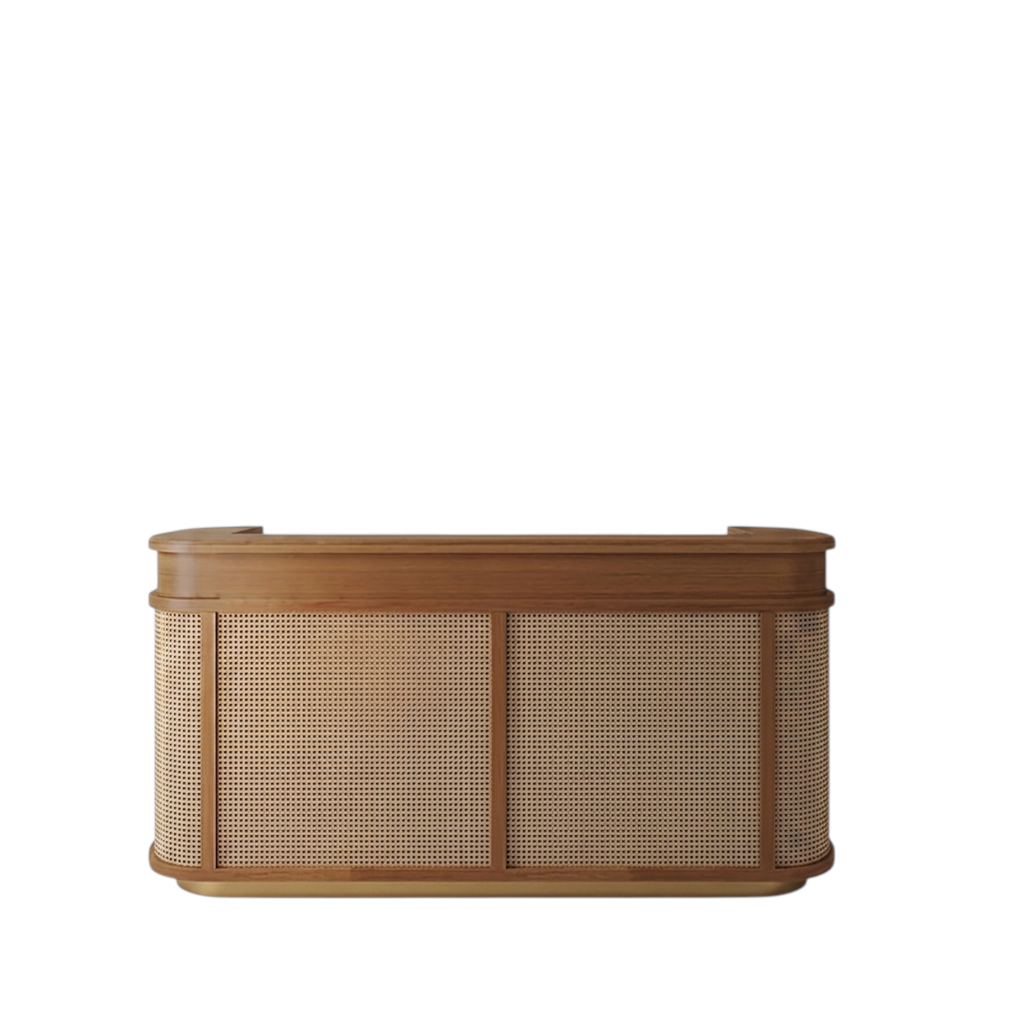 Natural Woven Reception Desk Counter for Boutique, Salon and Retail Store | ArvionFurn