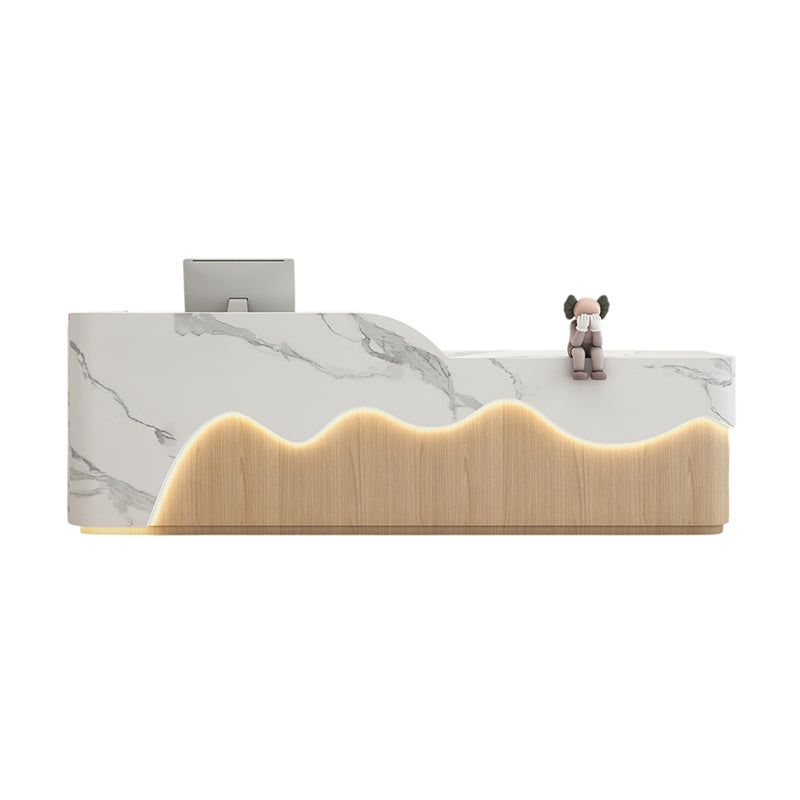 ArvionFurn LED Reception Desk Counter, 120–400cm, Custom Logo, No Assembly