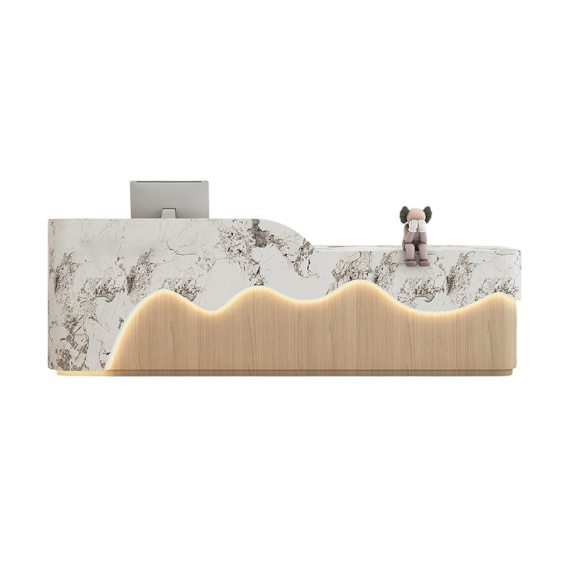 ArvionFurn LED Reception Desk Counter, 120–400cm, Custom Logo, No Assembly