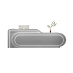 Minimalist Curved Reception Desk with LED Ambient Lighting, Beige, White & Gray Options | ArvionFurn