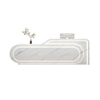 Minimalist Curved Reception Desk with LED Ambient Lighting, Beige, White & Gray Options | ArvionFurn