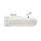 Minimalist Curved Reception Desk with LED Ambient Lighting, Beige, White & Gray Options | ArvionFurn