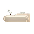 Minimalist Curved Reception Desk with LED Ambient Lighting, Beige, White & Gray Options | ArvionFurn